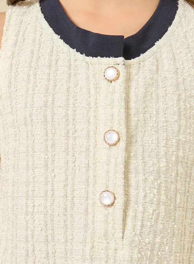 Styli Teen Girls Tweed Shift Dress